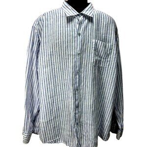 Tommy Bahama Mens XXL Blue Striped Linen Shirt Lightweight